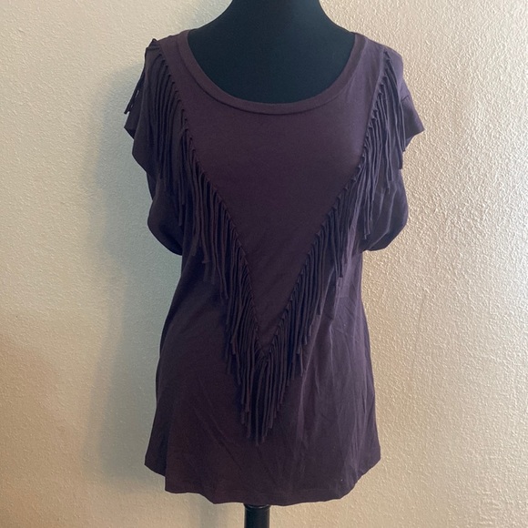 womens tee with fringe - Picture 1 of 4